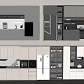 Modern Gray White Kitchen Sideboard Design With Glass Door Storage And Display Utensils
