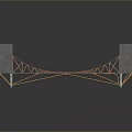 Modern Cable Stayed Bridge Structure With Orange Steel Frame And Concrete Piers 3d model