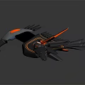 Modern Black and Red Mechanical Bird Design with Multiple Wings and Glowing Red Accents