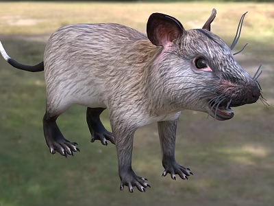 Gray Scaly Reptile With Long Tail Limbs In Natural Grassy Habitat 3d model