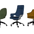 Modern Office Chairs In Various Colors With Ergonomic Design And Swivel Wheels