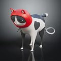Cat Shaped Doll With Black And White Body Red Helmet And Ring On Tail