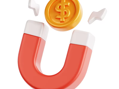 Creative Decorative Ornament Set With Red Magnet Attracting Gold Dollar Sign Coin 3d model