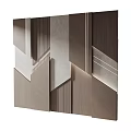 Modern Geometric Wooden Wall Panels Design With Layered Wood And Stone Textures And Soft Lighting