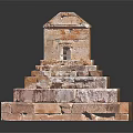 Ancient Multi Tiered Stone Step Structure Scenery With Small Top Building 3d model