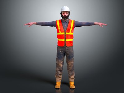 Modern game character worker farmer European worker mechanic builder repairman 3d model