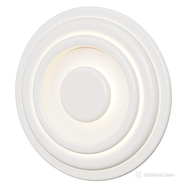 Modern White Wall Lamp With Layered Circular Rings And Soft Ambient Lighting 3d model 