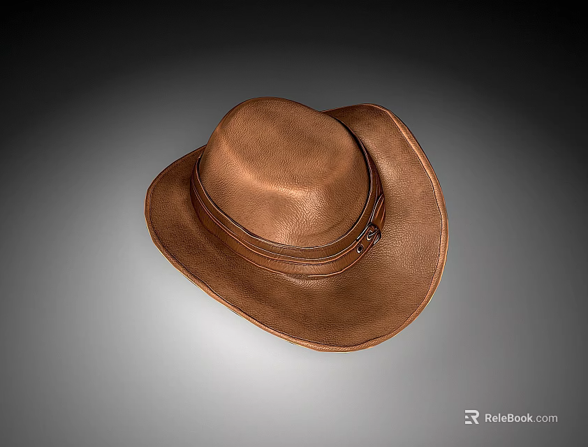 Brown Cowboy Hat With Leather Decorative Band Classic Western Style Design 3d model 