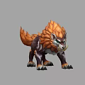 Wolf Like Game And Movie Character With Orange Mane Sharp Fangs And Black Body