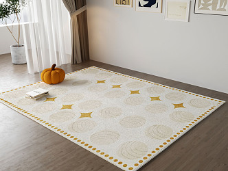 Modern Square Carpet Cream Wind Carpet 3d model