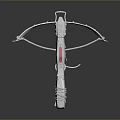 Futuristic Silver Crossbow With Metallic Body Red Accents And Mechanical Design