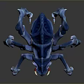 Blue Spider Like Game Monster Character With Red Eyes And Sharp Claws 3d model