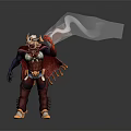 Horned Game Movie Character In Red Armor With Cape And Smoke Effect