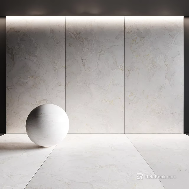 Modern White Marble Interior Components Featuring Wall Panels Floor Tiles And Decorative Sphere 3d model 