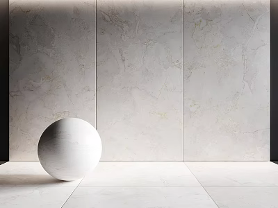 Modern White Marble Interior Components Featuring Wall Panels Floor Tiles And Decorative Sphere 3d model