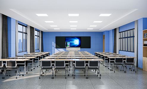 Automatic recording and broadcasting room in modern classroom 3d model