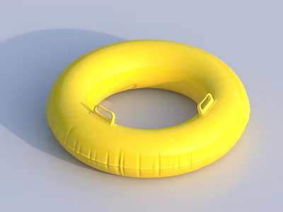 Yellow Inflatable Swim Ring with Handle Straps for Water Sports as Essential Sports Equipment 3d model