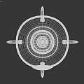 Rocket Shaped Equipment With White Body Blue Circular Window Gray Thrusters And Pointed Top