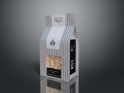 Modern Italian Pasta Packaging Design With Striped Pattern And Product 3d model