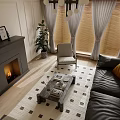 Cozy Vintage Style Living Room With Black Leather Sofa And Exquisite Wall Art Decorations