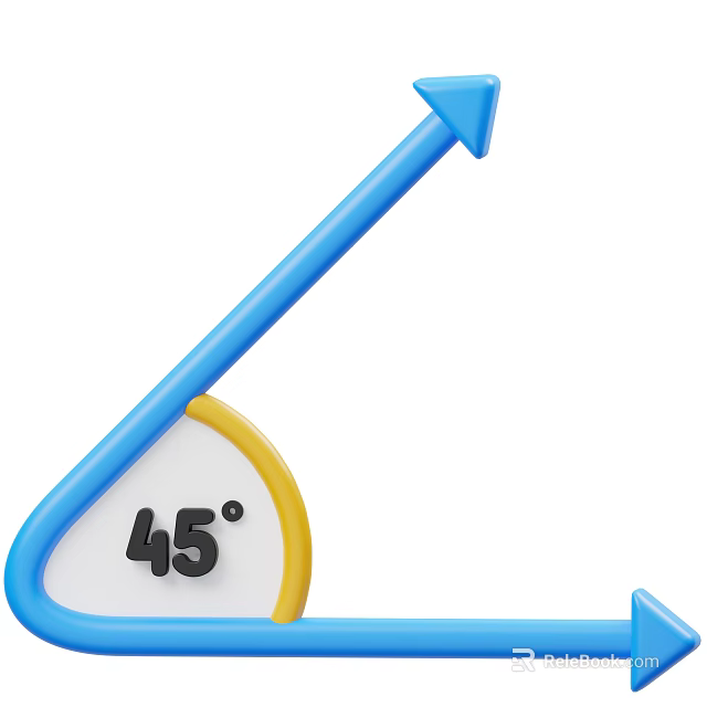 Blue Arrow With 45 Degree Angle And Yellow Curved Arc Design 3d model 