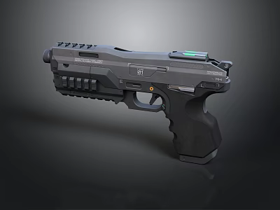 Modern Tactical Pistol With Black Finish Tactical Rail Ergonomic Grip And Green Light 3d model