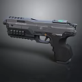 Modern Tactical Pistol With Black Finish Tactical Rail Ergonomic Grip And Green Light