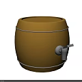 Yellow Water Storage Barrel With Metal Hoops And Tap For Daily Use