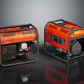 Old and New Orange Generators with Black Metal Frame Comparison View 3d model