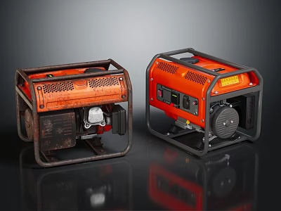 Old and New Orange Generators with Black Metal Frame Comparison View 3d model