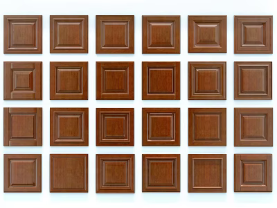 Wooden Wainscoting Panels with Various Square Designs for Interior Wall Decoration 3d model
