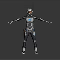 Humanoid Sci Fi Character in Biomechanical Armor with Mechanical Limbs and Glowing Chest