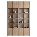 Modern Wooden Decorative Cabinet With Open Shelves Books And Decorative Vases