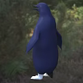 Blue And White Penguin Standing On Green Grassland In Natural Habitat