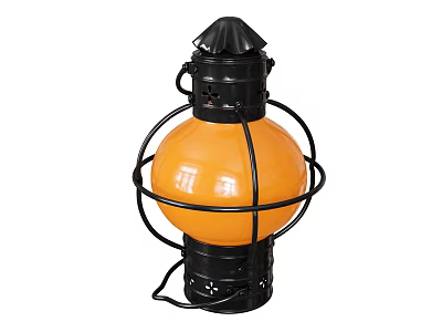 Vintage Style Wall Lamp With Black Metal Frame And Orange Glass Globe 3d model