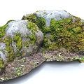 stone boulder moss stone moss moss rock terrain 3d model