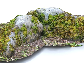 stone boulder moss stone moss rock terrain 3d model