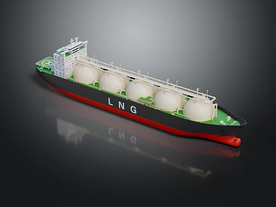 Realistic LNG Carrier Model With Spherical Tanks And Hull Design 3d model