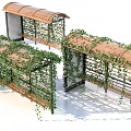 Climbing Plant Bus Station Pavilion Corridor Frame Combination 3d model