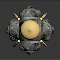Cosmic Space Probe Structure Featuring Golden Dome Blue Module And Mechanical Support Components