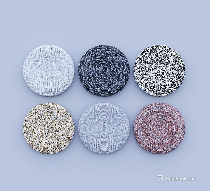 Round Woven Coasters In Various Colors With Textured Patterns On Light Blue Background 3d model