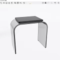 Modern Sleek Stool With Curved Metal Frame And Black Leather Seat