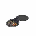 Ripe Figs Purple Grapes With Blackberries On Ornate Silver Tray