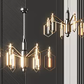 Modern Luxury Chandelier Featuring Geometric Metal Frame And Illuminated Glass Shades