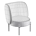 Modern Leisure Chair With Gray Upholstery Curved Backrest And Brass Metal Legs