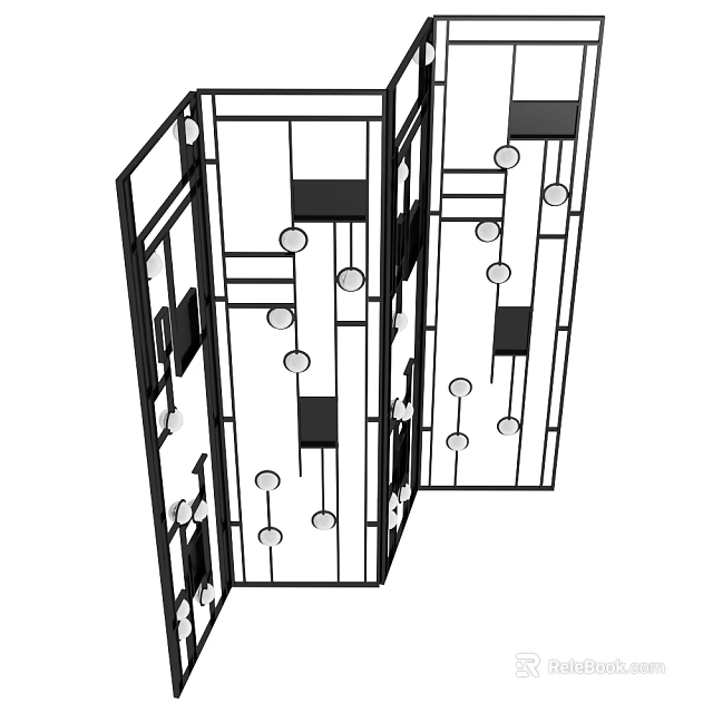 Modern Decorative Screen With Geometric Black And White Patterns For Interior Design 3d model 