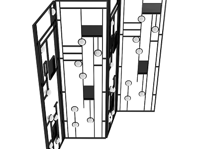 Modern Decorative Screen With Geometric Black And White Patterns For Interior Design 3d model