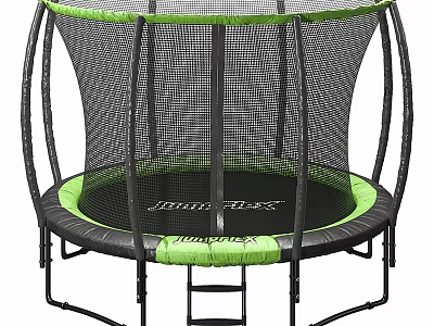 Outdoor Trampoline Sports Equipment with Safety Net Enclosure and Ladder Green Border Black Frame Design 3d model