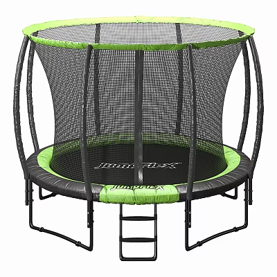 Outdoor Trampoline Sports Equipment with Safety Net Enclosure and Ladder Green Border Black Frame Design 3d model