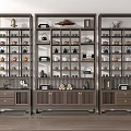 Traditional Chinese Wooden Curio Display Shelves With Tea Sets Decorative Items And Drawers